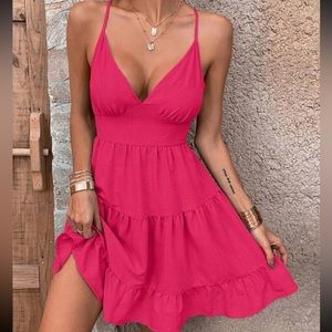 New SHEIN women’s pink ruffle vacation dress